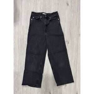 H&M Black MOM Jeans Women Wide leg High Waist Skater Streetwear Size 4